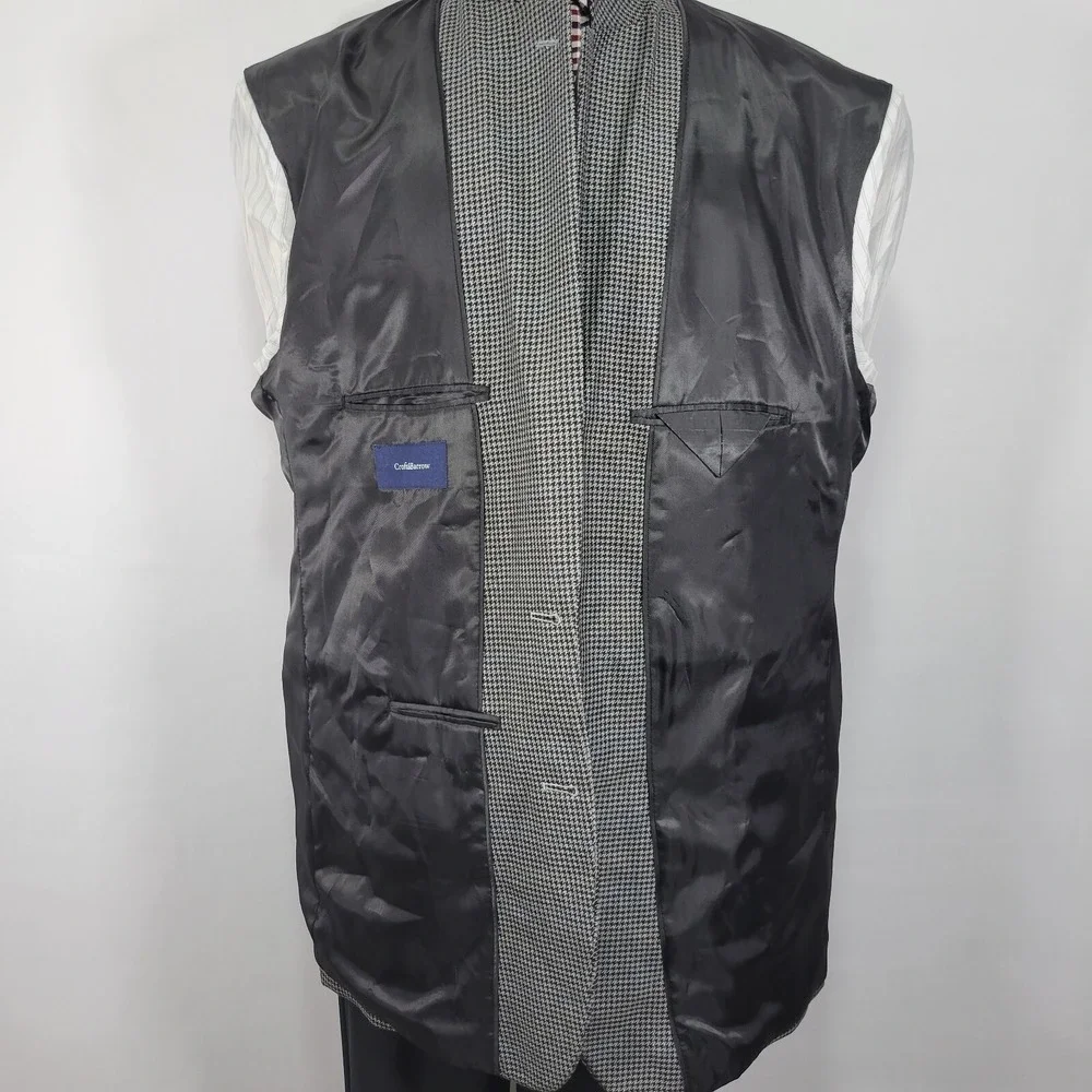 Croft Barrow Men's Sport Coat Blazer Two Button Gray‎ Houndstooth Poly Blend 48L
